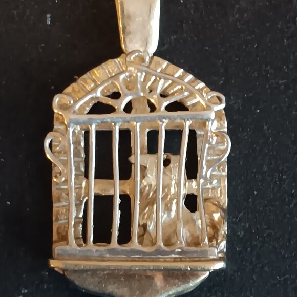 Rare Genuine Sterling Silver Pendant Bird In Cage Hallmarked Solid 925 Handmade - Picture 1 of 6